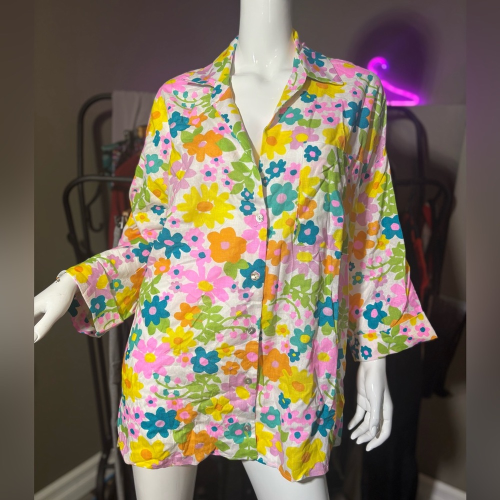 NWT Show Me Your MuMu Linen Weekday Button Up L